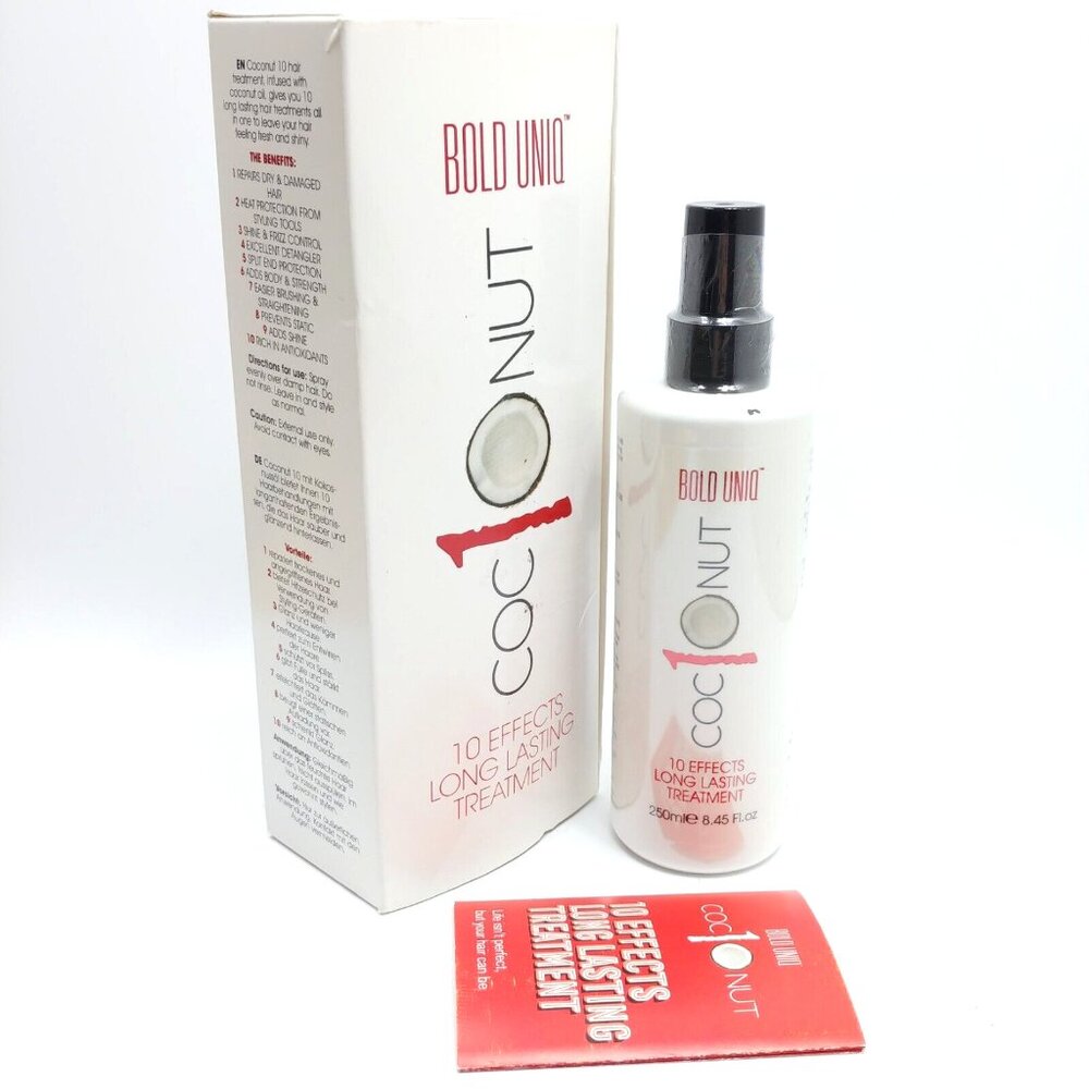NEW Bold Uniq Coconut Heat Protectant Spray Dry Hair Treatment‎ Anti-Frizz 250mL